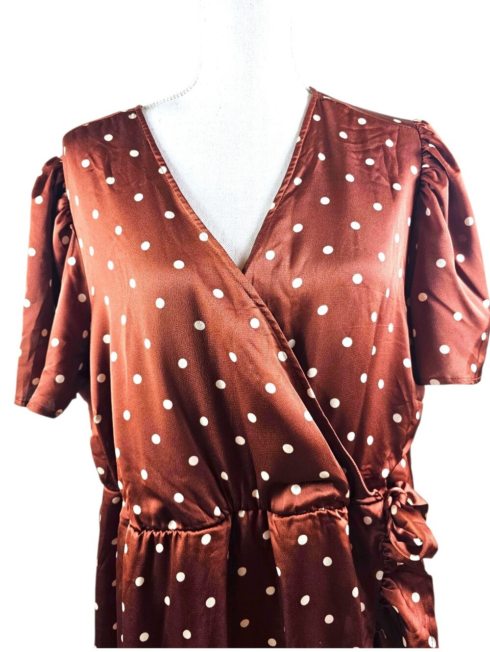 TORRID Polka Dot Charmeuse Faux Wrap Dress In 1 (14/16) - Picture 6 of 12